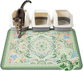 Unicorn Catcher 40X30in Cat Litter Mat Machine Washable Soft 3D Air Mesh Litter Box Rug Non-Slip Backing Quick Dry Scatter Control for Paws,Bean Green