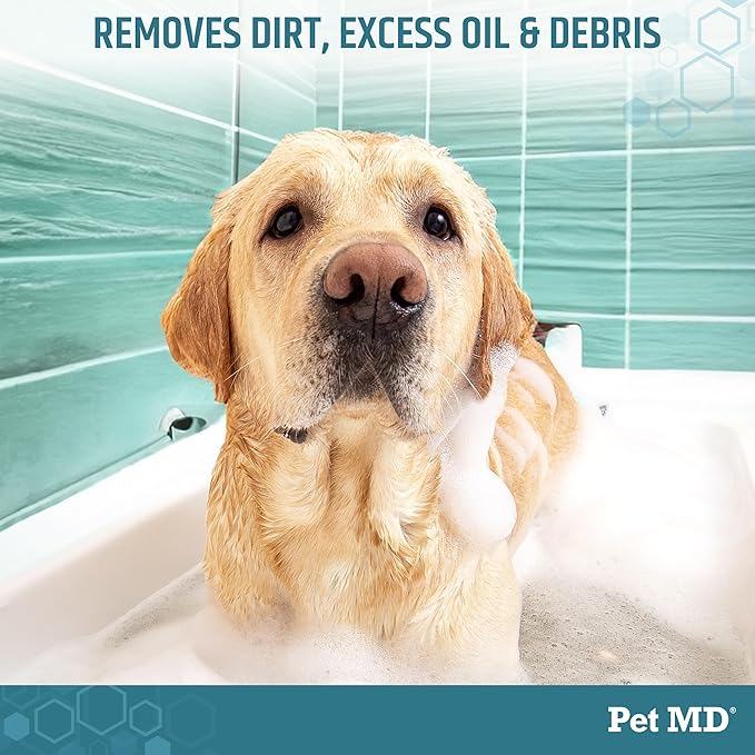 Pet MD Benzoyl Peroxide Shampoo for Dogs & Cats - Helps Remove Dead Skin, Unclog Pores, and Manage Mange - Seborrhea and Degreasing Shampoo for Pet Skin Maintenance - Sweet Pea Vanilla Scent (16oz)