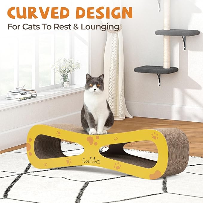 Portable Durable 29.5Inch Cat Scratcher Toys, Cat Scratch Lounge Made from Corrugated Cardboard Cat Scratchers House for Indoor Cats and Kittens, Cat Scratch Bed (Figure of Eight Colorful)