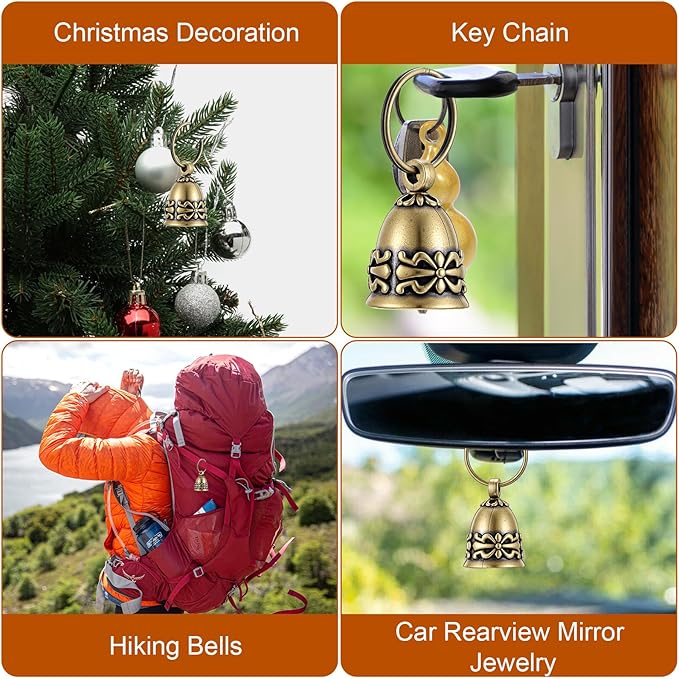 2Pcs Copper Collar Bells for Small Pets, 0.75 Inch Vintage Brass Jingle Bells, Ideal for DIY with Anti-Lost ID Pendant Tags, Retro Pet Craft Bell Charms for Cats & Puppies