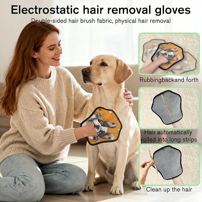 French Bulldog Pet Hair Removal Glove for Dogs & Cats,2 PCS Newly Upgraded Reusable Electrostatic Pet Hair Gloves,Dog Hair Remover Tool for Clothing,Couch,Carpet,Car Seat