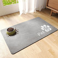 Dog Cat Feeding Mat-Absorbent Pet Bowl Mat for Food and Water, Quick Dry Water Dispenser Mat for Floors with Waterproof Rubber Backing, Large Dogs Placemat Mats for Messy Drinkers,17"x27",Grey