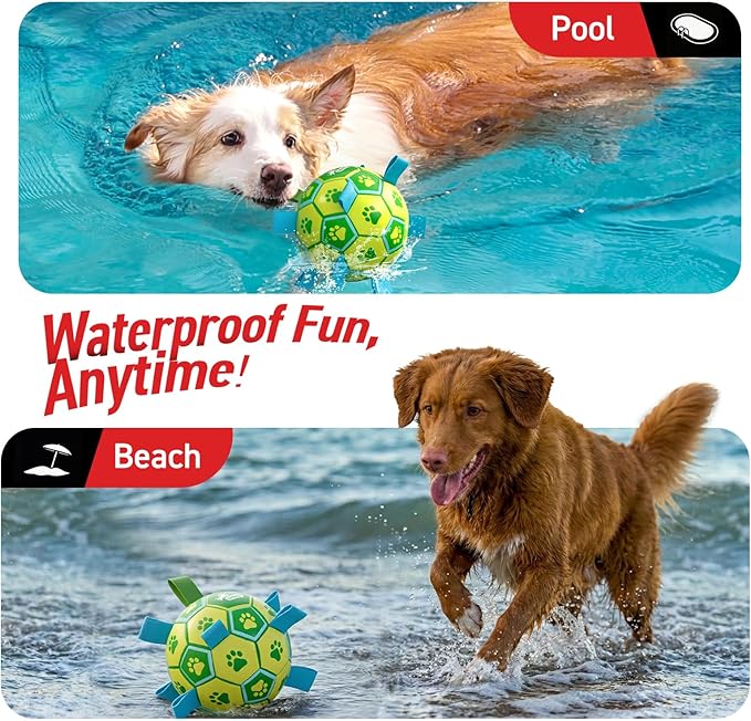 QDAN Dog Toys Soccer Ball - Durable Dog Balls with Strap for Medium Small Dogs, Puppy Birthday Gifts, Dog Tug Toy for Tug of War (8 Inch)