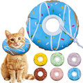 Seyezo Cat Cone Collar Soft, Adjustable Cat Recovery Collars Kitten Cones to Stop Licking, Cute Donut E Collar After Surgery, Cats Neck Pillow Elizabethan Cones of Shame (Waterproof Blue, Small)
