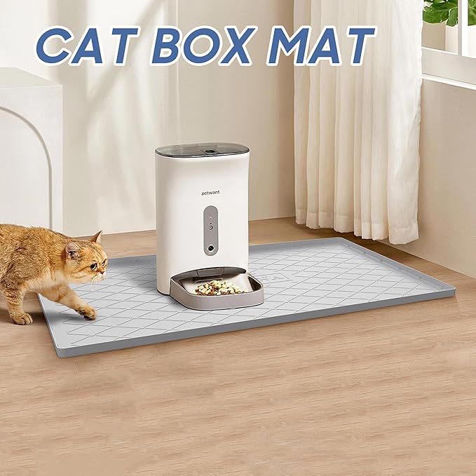 URMONA Large Dog Mat, 40" x 22" Waterproof Pet Food Mat With Raised Edges, Silicone Dog Cat Accessories, Prevents Spills, Protects Floors, Easy to Clean Fast