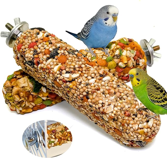 2PCS Parakeet Treat,Natural Parrots Treat Sticks,Vegetable & Grain Flavor Crunch Sticks,Bird Treats for Cockatiel Budgies Lovebirds Canary Conure Finches