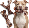 3-Pack Indestructible Dog Toys for Aggressive Chewers, Bacon Flavored Tough Nylon Bones for Medium Large Dogs (25-90 lbs), Heavy Duty Power Chew Toys, Super Big Dog Toys (Brown)
