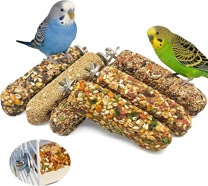 6PCS Parakeet Treat,Natural Parrots Treat Sticks,Vegetable & Grain Flavor Crunch Sticks,Bird Treats for Cockatiel Budgies Lovebirds Conure Canary Finches