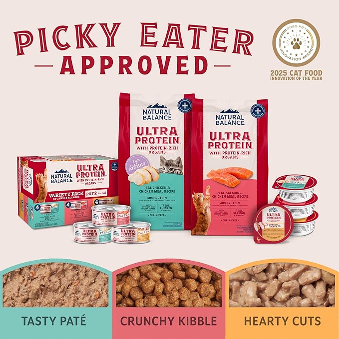 Natural Balance Ultra Protein Dry Cat Food, Real Salmon & Chicken Meal Recipe with Chicken Liver & Chicken Hearts - 10 lbs.