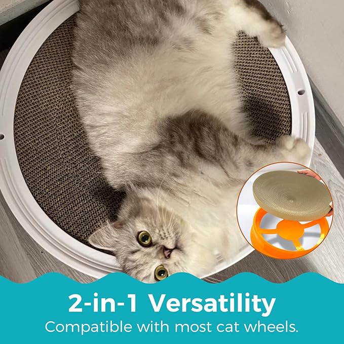 2Pcs Round Cat Scratcher Refill, 10 Inch Diameter Cardboard Cat Scratching Board Circle Replacement Pads for Indoor Cat Toy