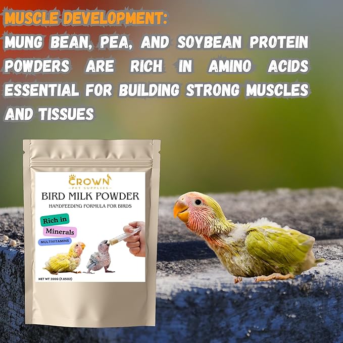 Baby Hand Feeding Formula Milk Powder Rich in Minerals & Multivitamins for Lovebirds, Parrots, Parakeets, Cockatiels, Conures, Cockatoos, and Macaws