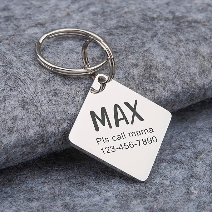 Anavia Personalized Pet ID Tags, Stainless Steel Glossy Laser Engraved Dog Cat Collar Name Tags, Multiple Colors Shapes Sizes (Diamond, Small)