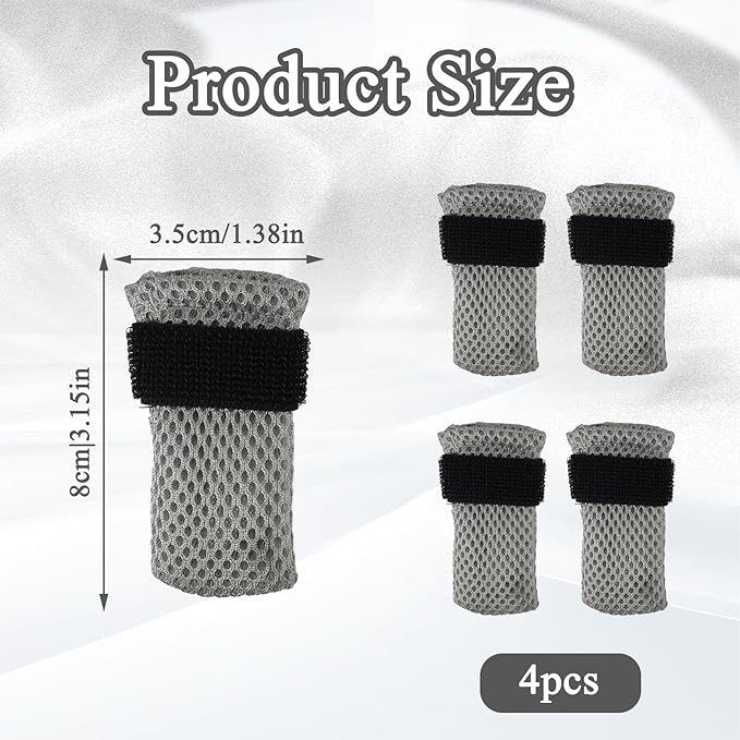 4 PCS Cat Mittens to Prevent Scratching, Adjustable Cat Booties to Prevent Scratching, Breathable Mesh Shoes, Prevent Scratches, Suitable for Bathing, Feeding and Nail Trimming (Grey)