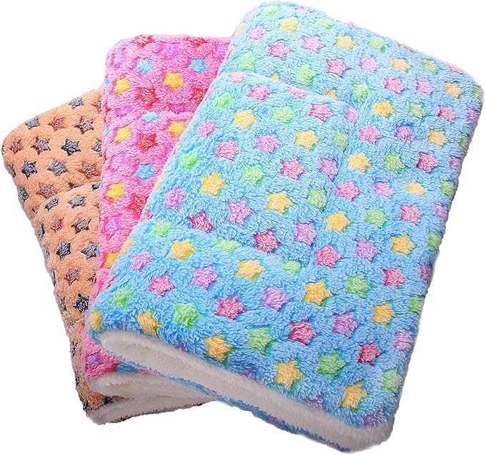 FJWYSANGU Fluffy Pet Cat Blanket Soft Coral Velvet Pet Puppy Cushion Mat Warm Cover Soft Pad Mat(Star V2/Beige,Large)