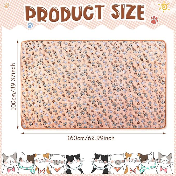 Tatuo 4 Pcs Dog Blanket for Pet Puppy Teething Toys Paw Print Fleece Blanket for Pet Cat Soft Warm Sleep Mat Guinea Pig Cage Mat(XX-Large(40 x 63 Inch),White, Coffee, Pink, Purple)