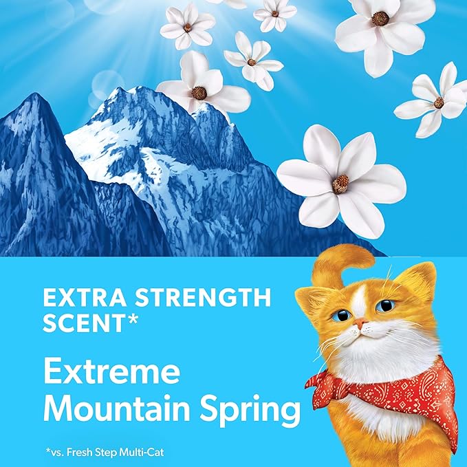 Fresh Step Extreme Clumping Litter with Febreze Freshness, Mountain Spring Scent Clumping Cat Litter with Guaranteed Odor Control, 14 lb. Box (Pack of 2)