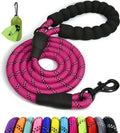 Taglory Rope Dog Leash 4 FT with Comfortable Padded Handle, Highly Reflective Threads Leash and Anti-Tangle Clip for Walking Medium Large Dogs, 1/2 inch, Hotpink