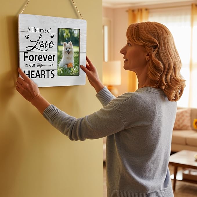 Pet Memorial Gifts Picture Frame, Dog Passing Away Sympathy Gift for Loss of Dogs, A Lifetime of Love Forever in Our Hearts Frames Fits 4x6 Photo