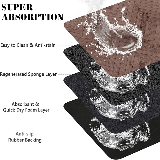 Dog Food Mats for Floors Absorbent, Pet Cat Food Mat - Quick Dry Dog Bowl Mats for Food and Water, Eco-Friendly Pet Supplies