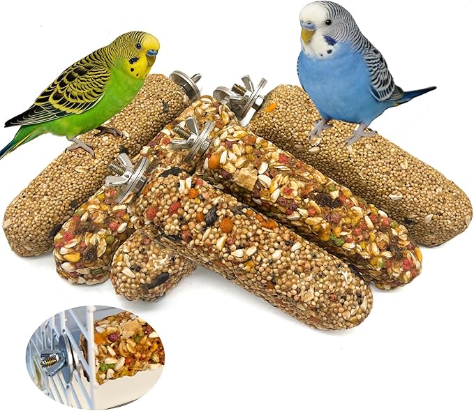 6PCS Parakeet Treat,Natural Parrots Treat Sticks,Vegetable & Grain Style Crunch Sticks,Bird Treats for Cockatiel Budgies Lovebirds Canary Conure Finches