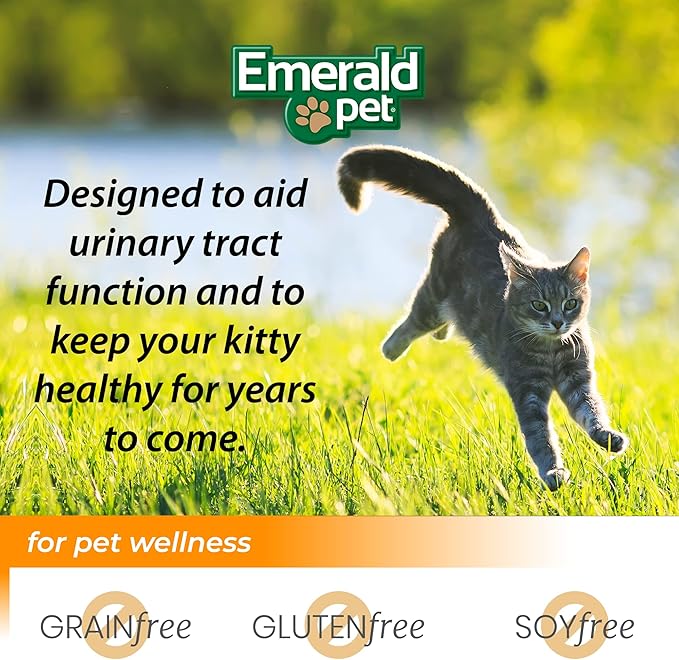 Emerald Pet Feline Health Chews UT Support — Natural Grain Free Urinary Tract Health Cat Chews — Cat Urinary Supplements with Cranberry, Chicory Root, and Dandelion Leaf Extract — Made in USA, 2.5 oz