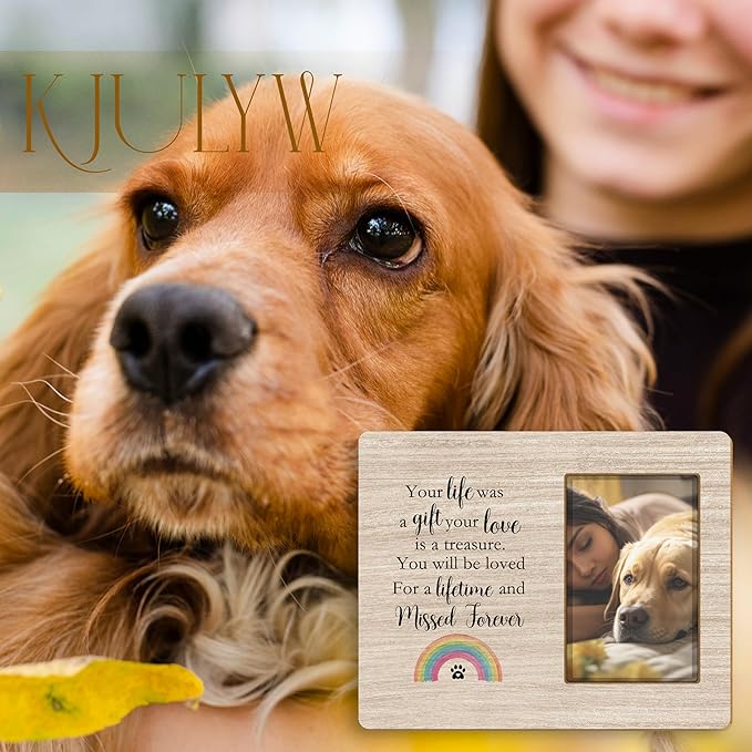 Pet Memorial 4x6 Picture Frame, Loss of Pet Sympathy Gift Dog Cat, Your Life Was a Gift Your Love Is a Treasure Picture Photo Frames for Desk Tabletop Wall Decoration