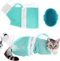 Cat Bathing Bag Adjustable Cat Grooming Net Bag Anti-bite & Anti-Scratch Cat Bath Washing Restraint Bag, Breathable Mesh Cat Grooming Bag for Shower, Nail Trimming, Injection (Light Green)