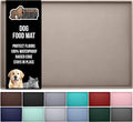 GORILLA GRIP 100% Waterproof Raised Edge BPA Free Silicone Pet Feeding Mat, Dog Cat Food Mats Contain Spills Protects Floors, Placemats for Cats and Dogs Water Bowl, Pets Accessories 28x18 Beige