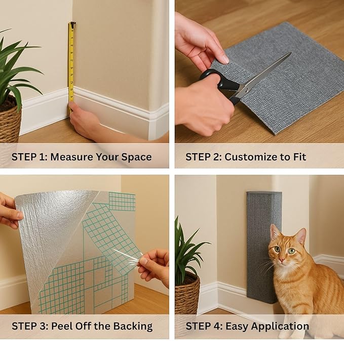 Cat Scratch Mat (3 Pack), 23.6’’ x 11.8’’ Cat Wall Corner Scratcher, Versatile Self-Adhesive Replacement Easy Use for Cat Trees Wall Furniture, Scratching Posts, and Couch Protection (Blue)