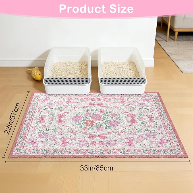 Unicorn Catcher Cat Litter Mat Non-Slip Bottom Litter Box Mat Urine-Proof Soft Litter Mat for Cats Waterproof Pads Protects Floors Cat Mat for Litter Box