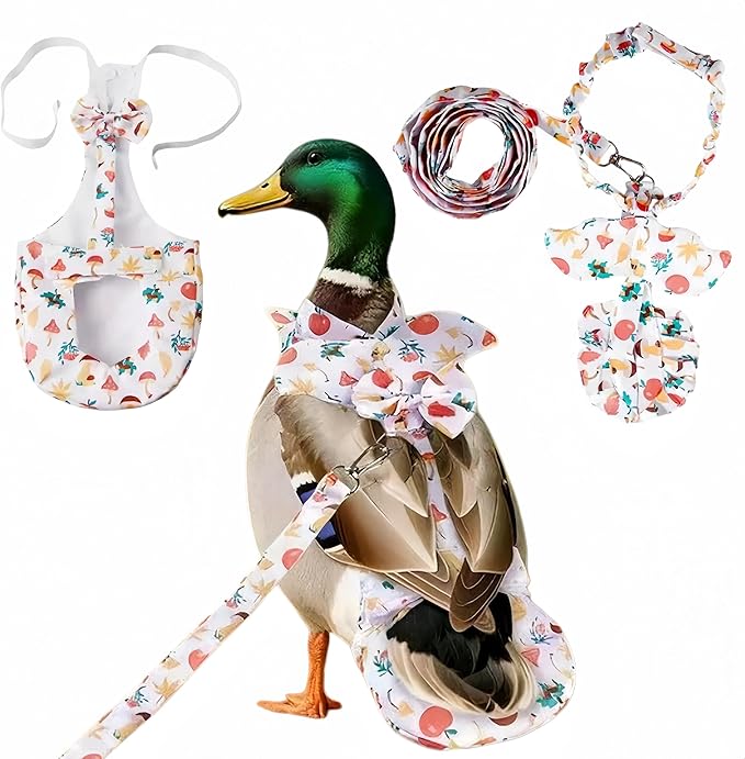 Chicken Diapers for Hens, Roosters, Diapers for Ducks with Walking Leash, Reusable Pet Duck Diapers Chick Clothes Waterproof Poultry Nappies for Geese Pet Ducks Chicken-Mushroom, S