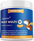 WONDER PAWS Premium Multivitamin for Dogs Daily Multi for Immune, Mood, Joint, Skin, Heart & Digestive Health - 21 in 1 Dog Multivitamins for Optimal Health Essential - 60 Multivitamin Dog Chews