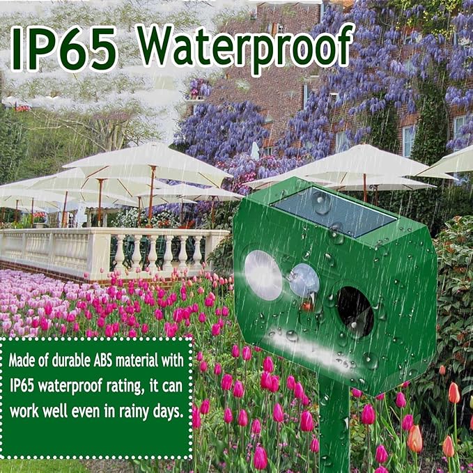 Solar Powered Cat Deterrent 2 Pack - Outdoor Garden & Lawn Protection Device, Weatherproof Design for Effective Cat Activity Reduction, Easy Installation