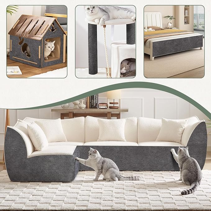 Cat Wall Scratcher Mat, Anti Cats Scratch Furniture Couch Carpet Corner Protector for Indoor, Trimmable Cat Scratching Pad Board Sofa Replacement Deterrent from Cats Claws (Darkgrey,39.3x15.8In)