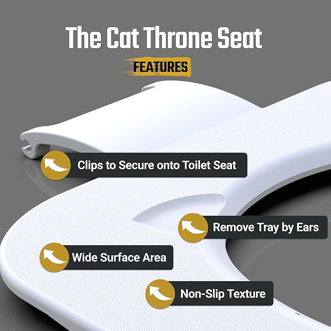 The Cat Throne™—All-Inclusive, Premium Cat Toilet Training Kit | The First Humane & Vet-Approved System for Cats of All Ages | A New & Permanent Solution (Round Toilet Seat)