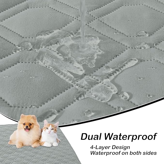 hyha Waterproof Dog Bed Blanket, Soft Pet Blankets, Waterproof Couch Cover for Dogs, Reversible Sofa Covers Washable for Furniture (52x82 Inch, Grey/Light Grey)