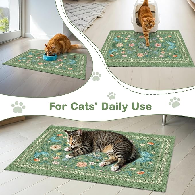 Unicorn Catcher 40x30 inches Cat Litter Mat Non-Slip Bottom Litter Box Mat Urine-Proof Soft Litter Mat for Cats Waterproof Pads Protects Floors Cat Mat for Litter Box