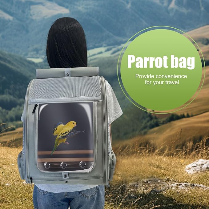 halinfer Front Zipper Opening Bird Carrier Backpack and Clamp Cups