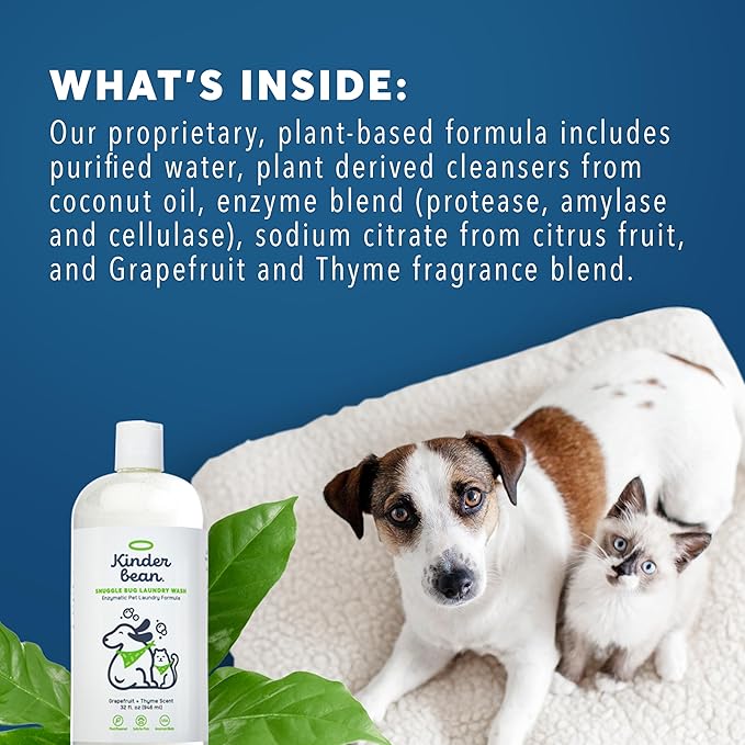 Dog and Cat Laundry Wash, 32 oz. Enzyme Formula Pet Laundry Detergent Removes Pet Odors, Cleans Stains from Cat Urine or Dog Urine, Safe Laundry Odor Eliminator for Bedding, Collars, Toys