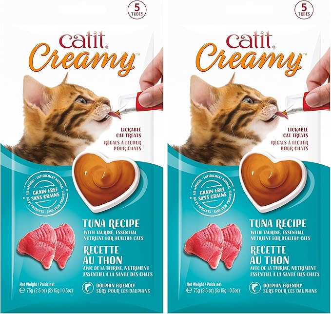 Catit Creamy Lickable Cat Treat – Hydrating and Healthy Treat for Cats of All Ages - Tuna, 10-Pack