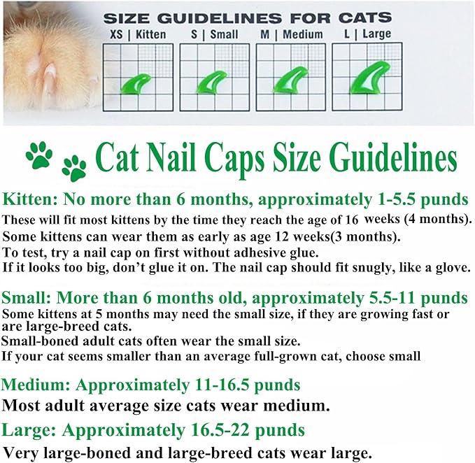 VICTHY Cat Nail Caps, 100pcs Medium Size 5 Colors with Glue and Applicators, Safe and Non-toxic, Prevents Scratching Furniture and People, Protects Cats' Claws, Helps Avoid Scratch Diseases