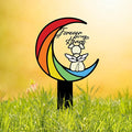Rainbow Bridge Memorial Grave Marker – 12in Angel Pet Grave Tribute, Weatherproof Loss Gift with Colorful Moon Design, Garden Decoration for Rainbow Bridge Dog Lovers