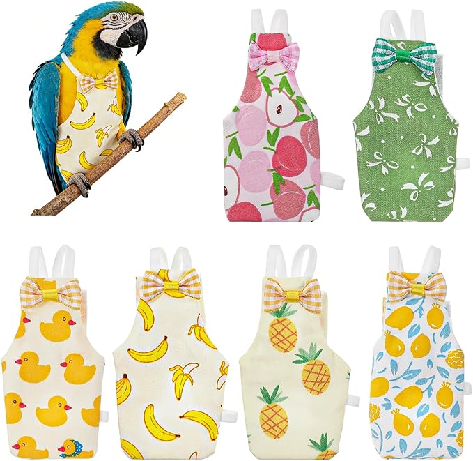 Bird Diaper, 6Pcs Reusable Parrot Diapers with Waterproof Inner - Washable Parrot Diapers for Indoor Parakeet Lovebird Canary (Medium)