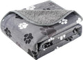 Waterproof Dog Blankets Pet Blanket, 30"x40" Cat Blanket for Indoor Cats, Soft Fluffy Sofa Car Bed Protector, Reversible Sherpa Fleece Puppy Blanket for Small Medium Dogs (Dark Grey-Paws)