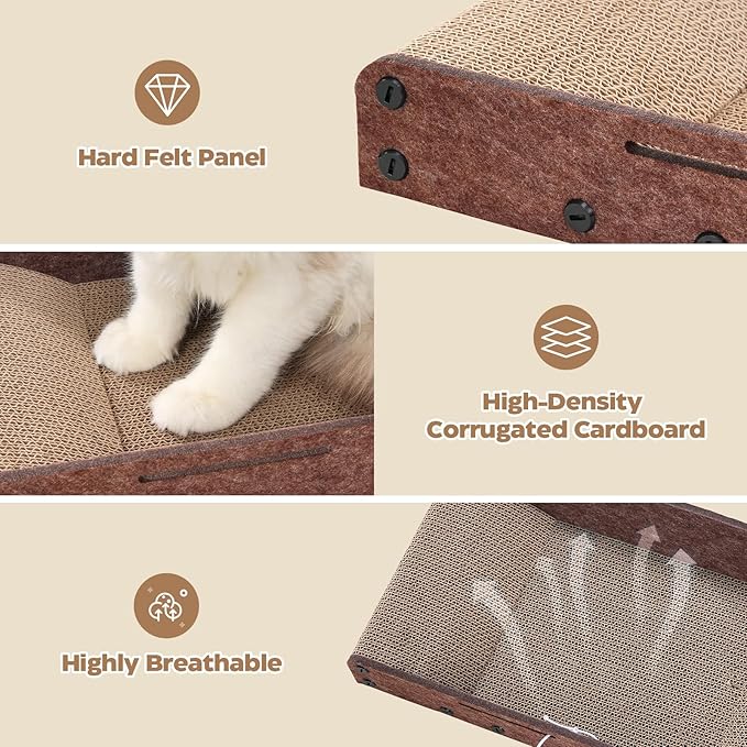 Avont Cat Scratcher Set, 3 Pcs Cardboard Cat Scratchers for Indoor Cats Durable Corrugated Cardboard Scratch Board Bed Lounge Box Toys for Kittens, Furniture Protector for Couch