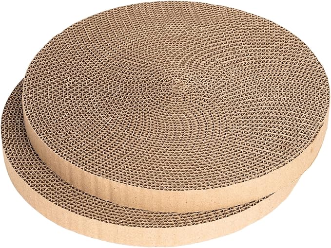 Round cat Scratcher Refill 10 inch Diameter 7/8 inch Thickness Scratcher Replacement Pads cat Scratching Board Circle Cat Cardboard Scratcher for Indoor Cats cat Scratch pad(2pcs)
