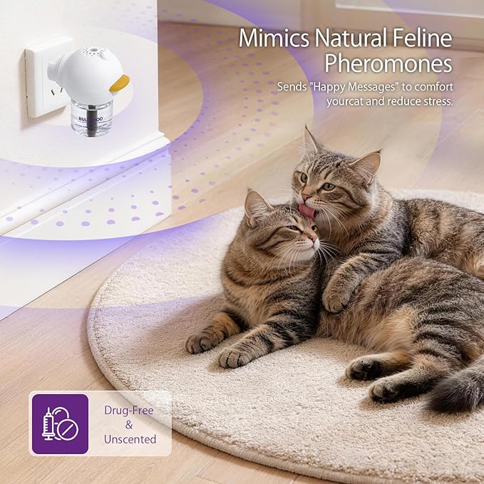 Cat Calming Pheromone Diffuser Set (Whole Home 3-Pack) – 3 Diffusers + 3 x 48ml Refills – Helps Reduce Spraying & Fighting – Unscented Stress Relief for Large Homes & Multi-Cat Areas