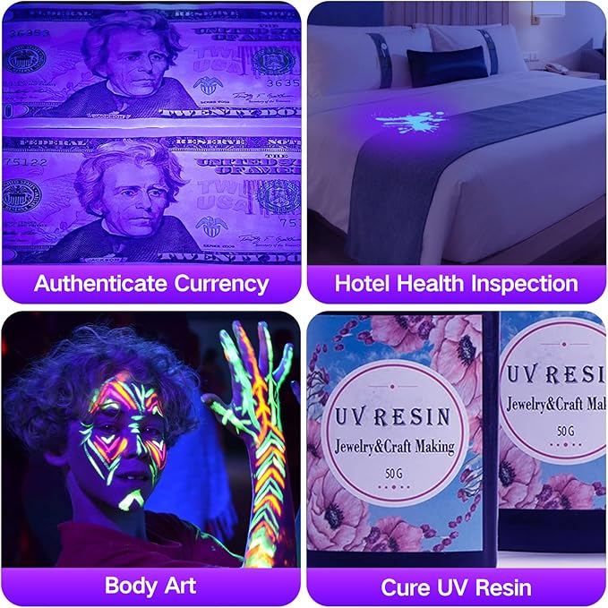 UV Light 395nm Blacklight Flashlight: Vansky 12 LED Black Light Mini Pet Urine Detection for Invisible Dog/Cat Dried Urine Stains on Carpet, Scorpion Finder, Resin Curing