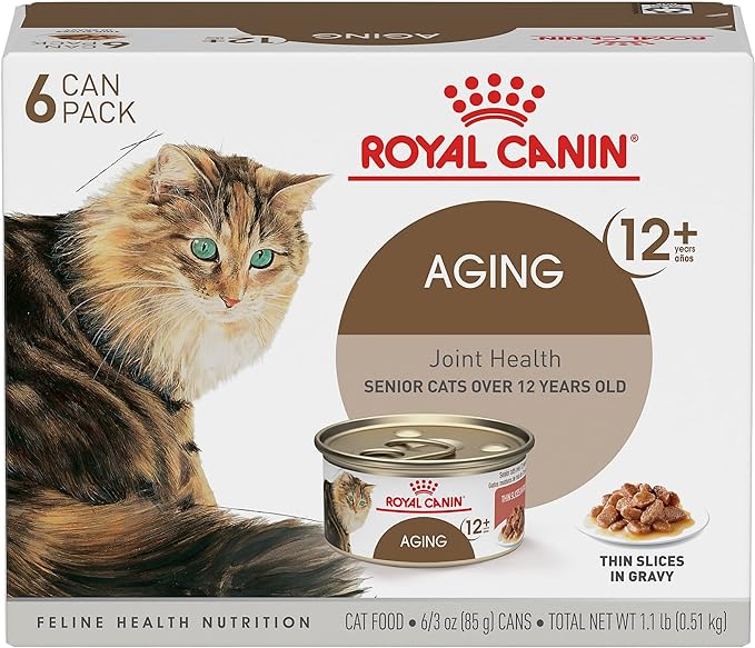 Royal Canin Feline Health Nutrition Aging 12+ Senior Thin Slices in Gravy Cat Food, 3 oz (Pack of 6)
