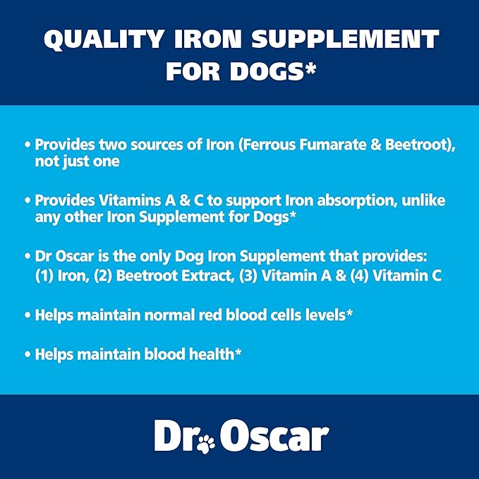 3in1 Blood Aid, Immunity & Energy for Dogs, Iron Supplement for Dogs, Helps Maintain Blood Health, Normal Red Cells Levels & Normal Clotting Function, 120 Tablets